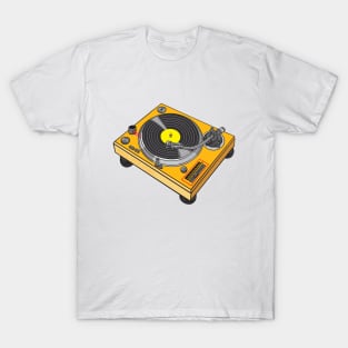 Turntable (Yellow Orange + Ship Gray Colorway) Analog / Music T-Shirt